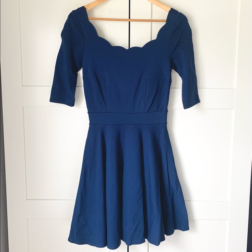 Lulu’s Navy Scalloped Dress